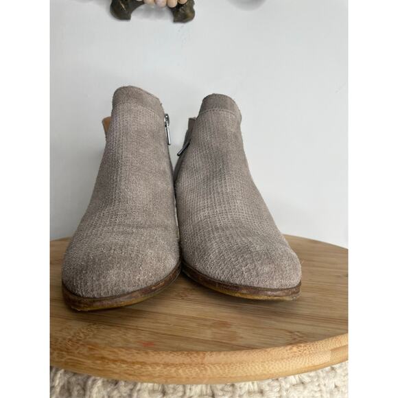 Lucky Brand Ponic Suede Ankle Boots Size 7.5 Beige Western Block Heel - Picture 5 of 10
